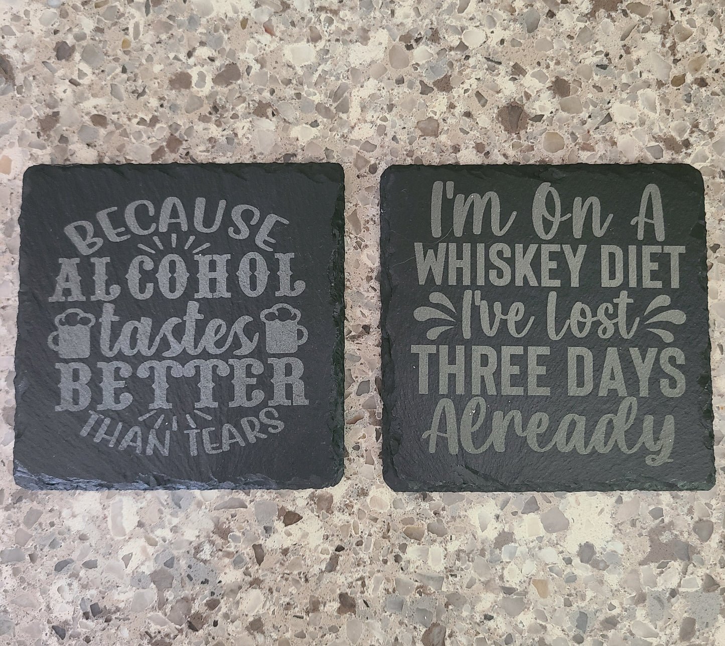 Funny alcohol sayings slate costers