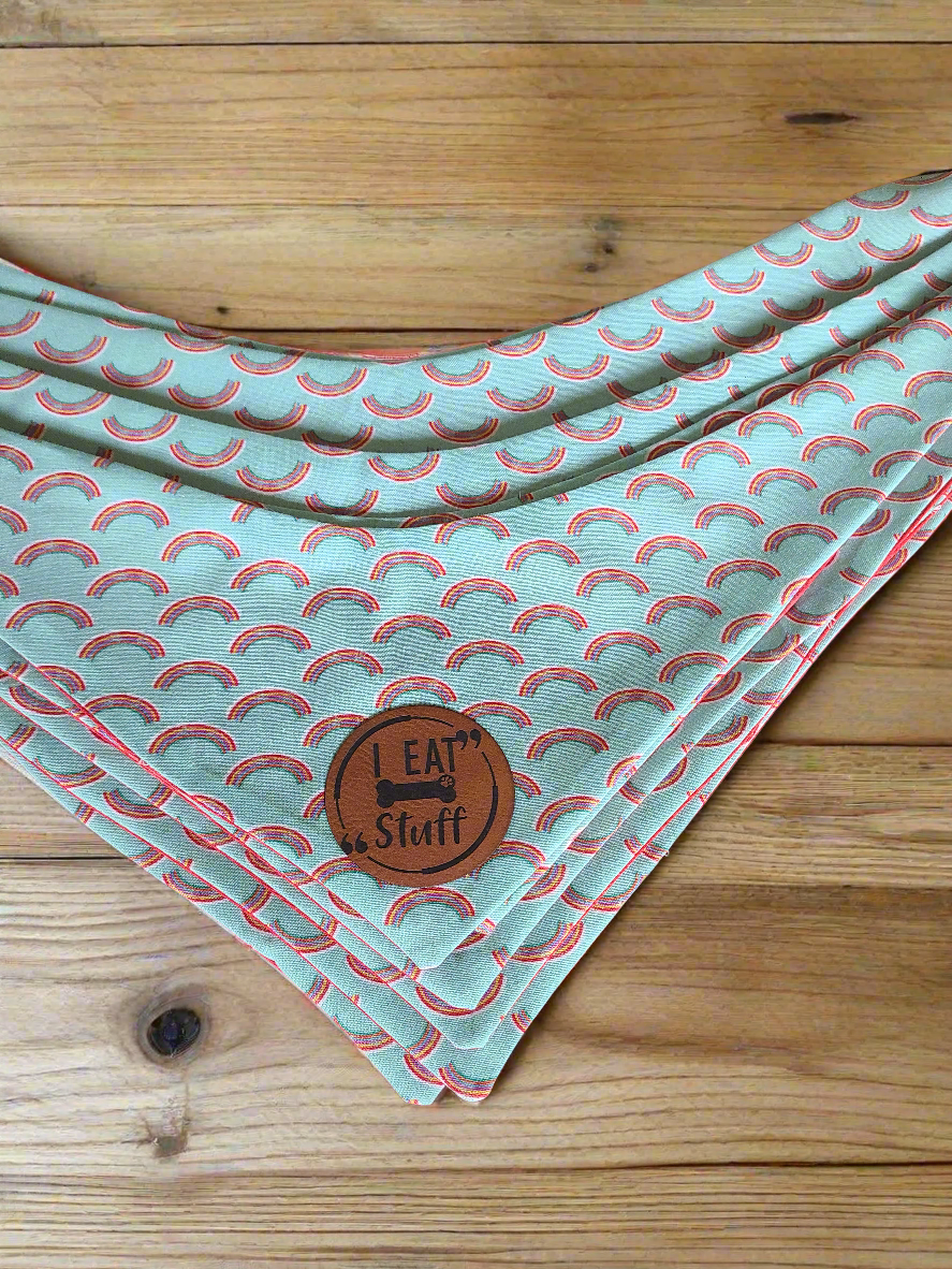 Faux leather patch dog bandana