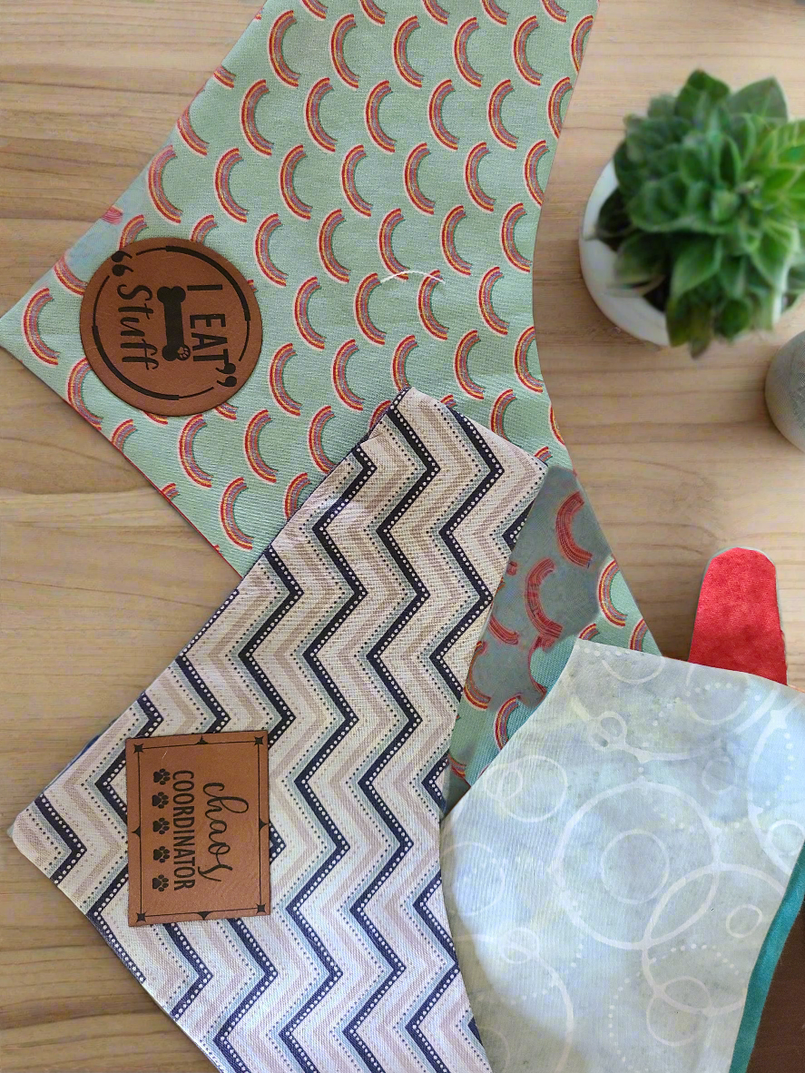 Leather patch dog bandana